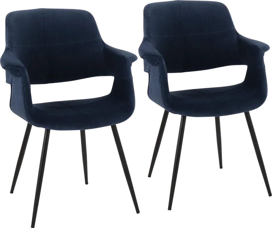 Lafanette II Blue Arm Chair, Set of 2