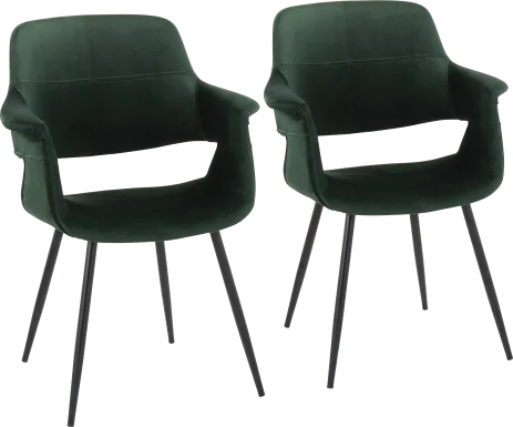 Lafanette II Green Arm Chair, Set of 2