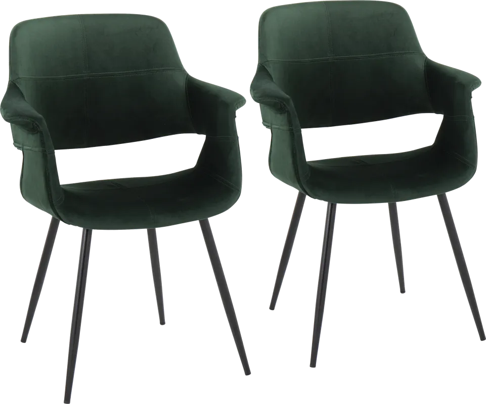Lafanette II Green Arm Chair, Set of 2