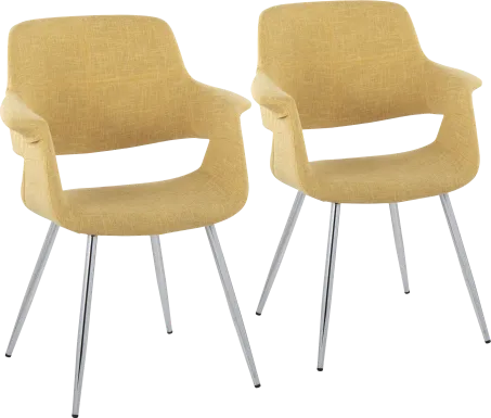 Lafanette III Yellow Arm Chair, Set of 2