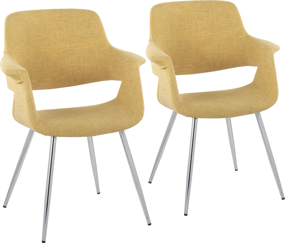 Lafanette III Yellow Arm Chair, Set of 2