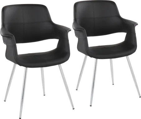 Lafanette III Black Arm Chair, Set of 2