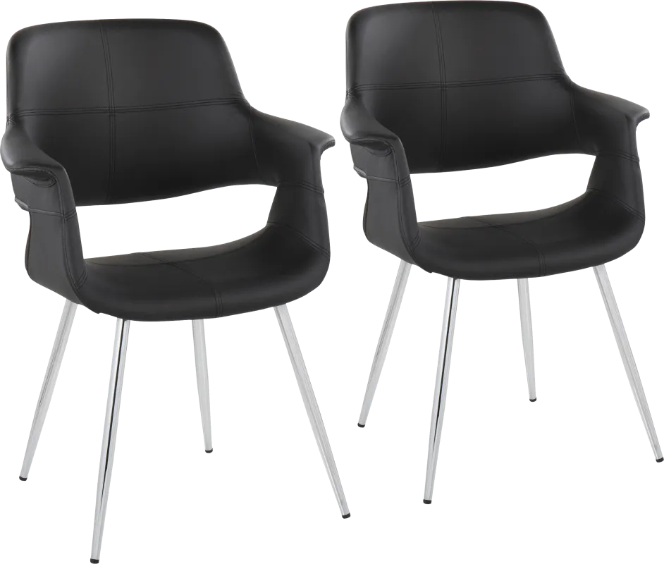 Lafanette III Black Arm Chair, Set of 2