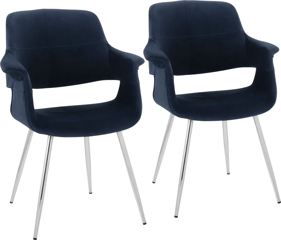 Lafanette III Blue Arm Chair, Set of 2