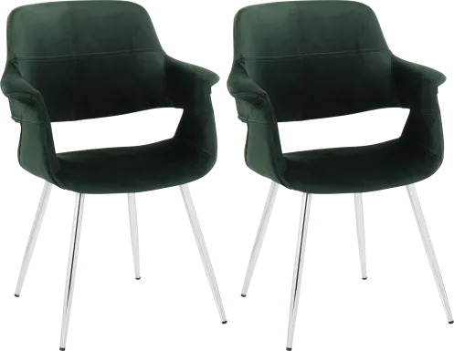 Lafanette III Green Arm Chair, Set of 2