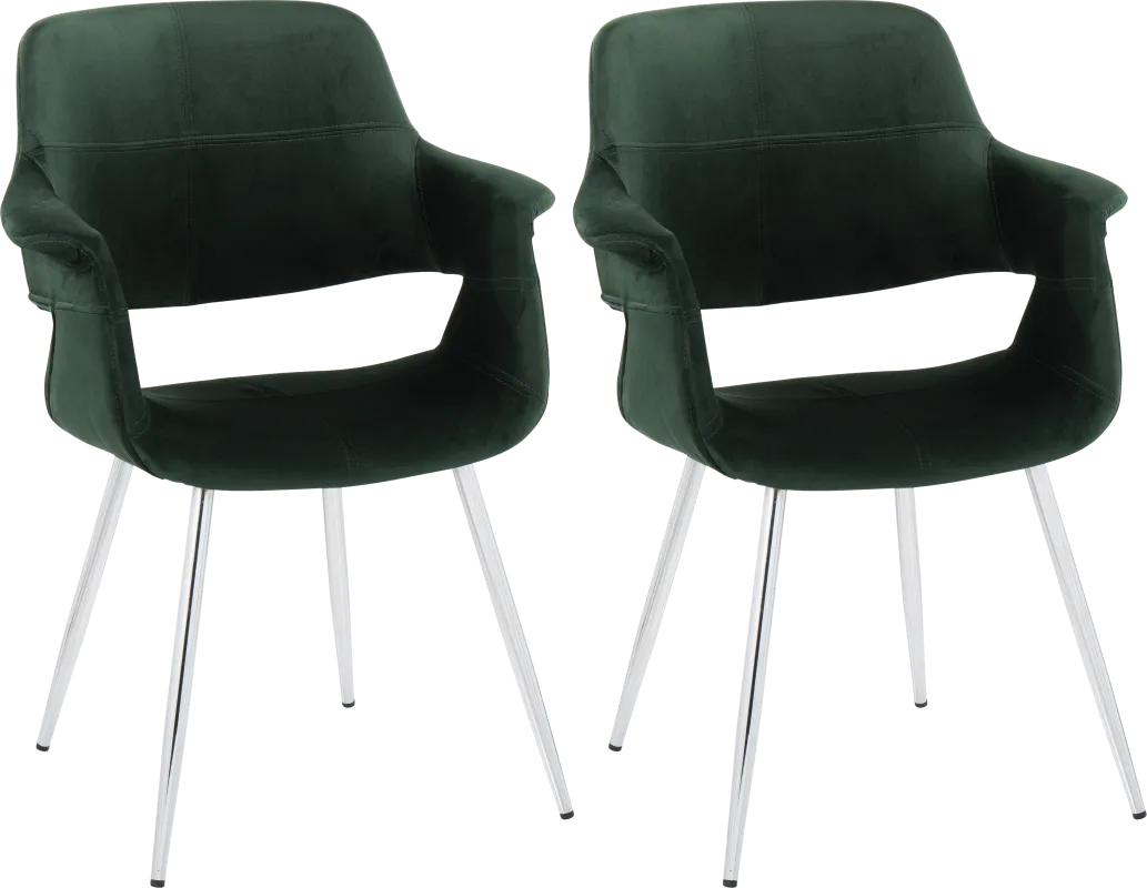 Lafanette III Green Arm Chair, Set of 2