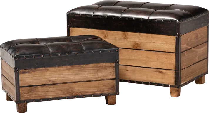 Madewood Brown Ottoman, Set of 2