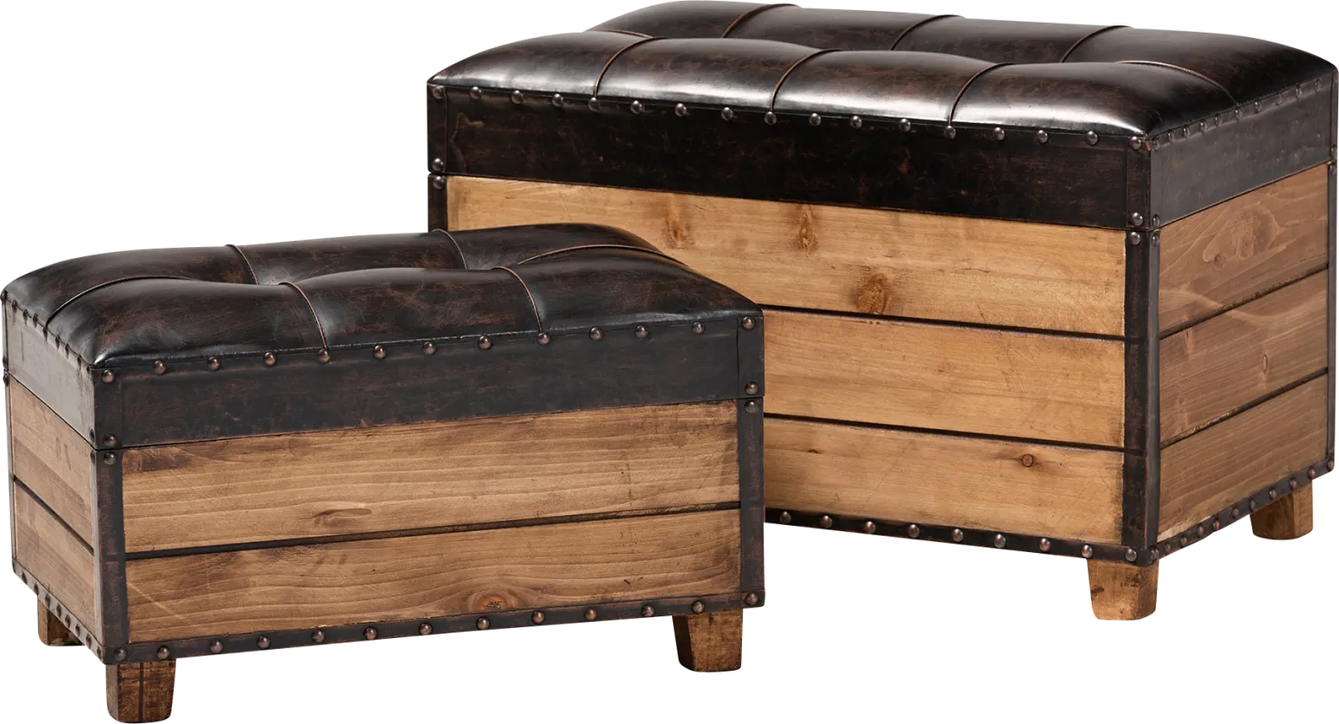 Madewood Brown Ottoman, Set of 2
