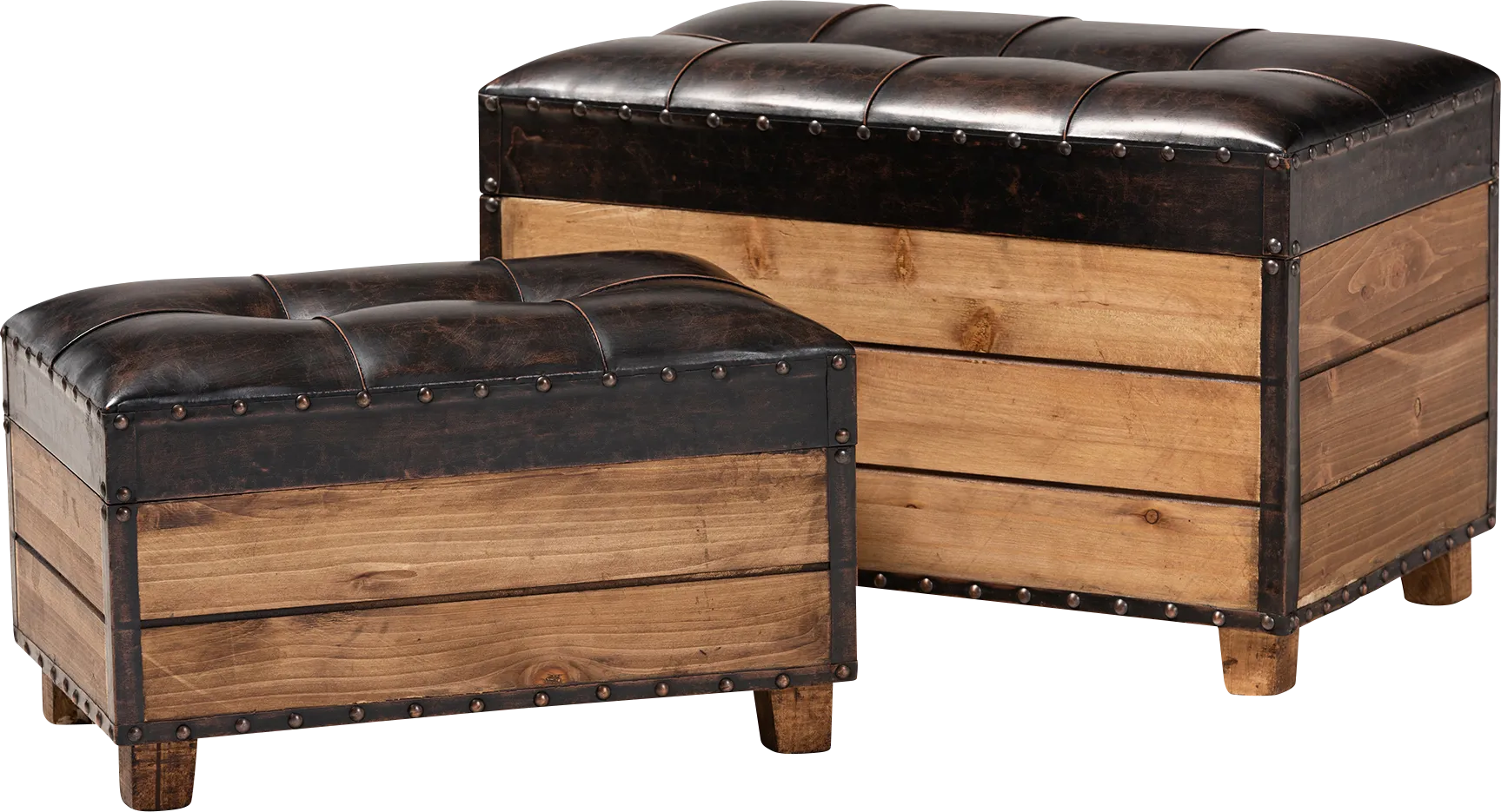 Madewood Brown Ottoman, Set of 2 - Image 1