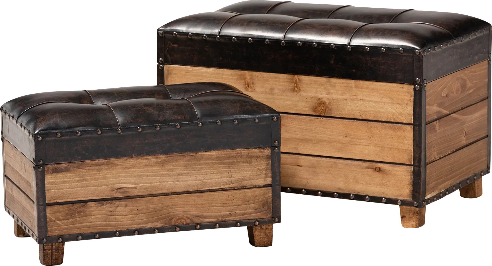 Madewood Brown Ottoman, Set of 2