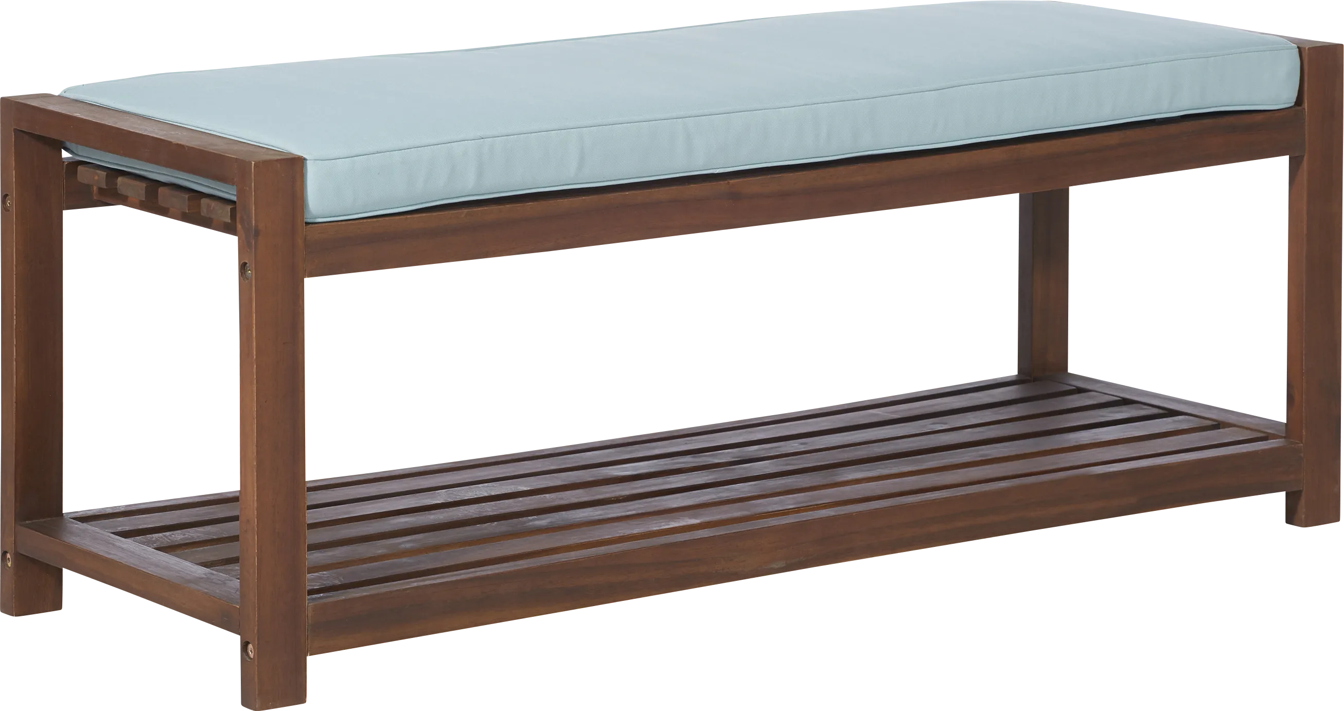 Sebbins Dark Brown/Blue Outdoor Dining Bench - Image 1