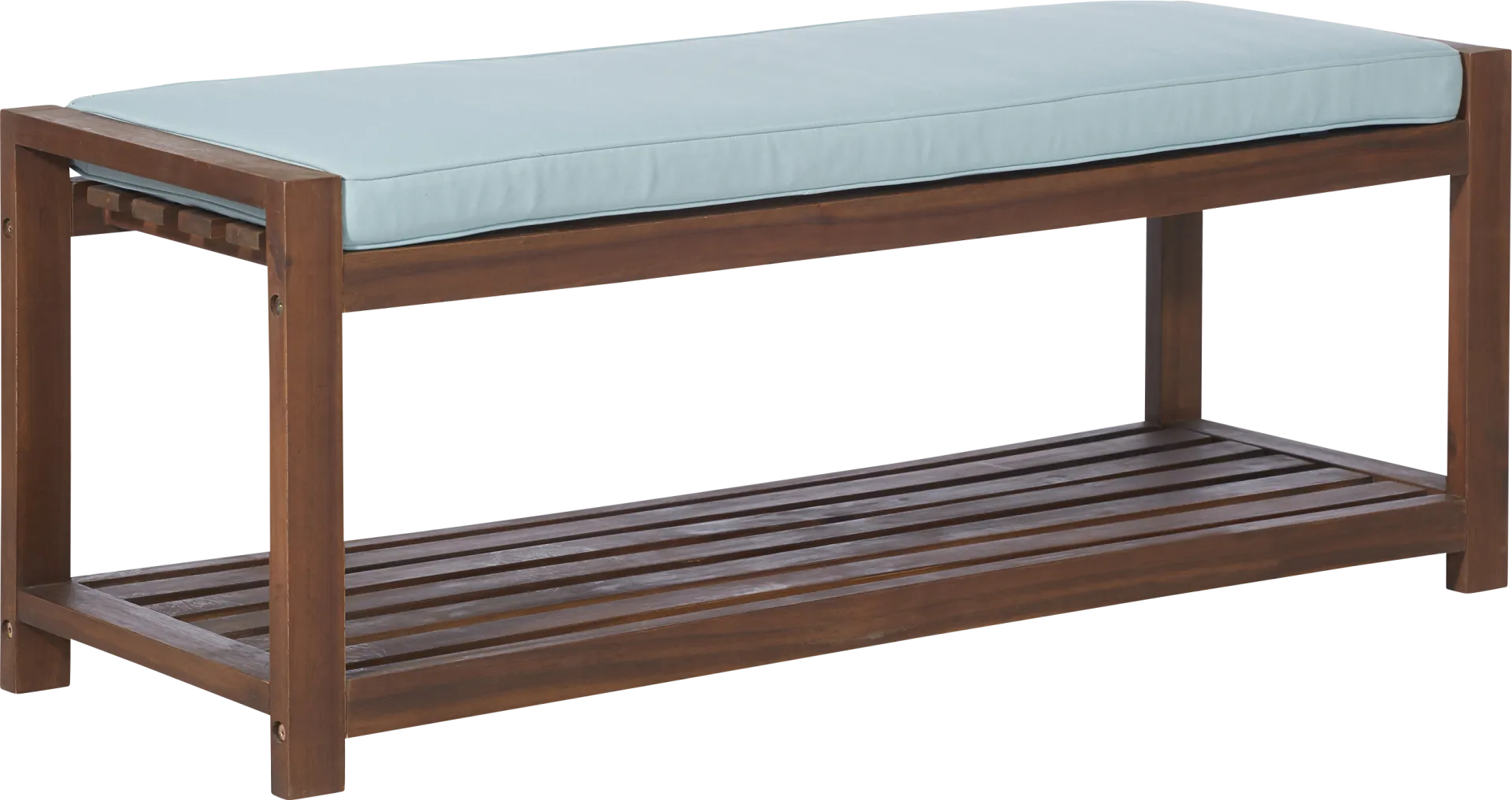 Sebbins Dark Brown/Blue Outdoor Dining Bench - Image 1