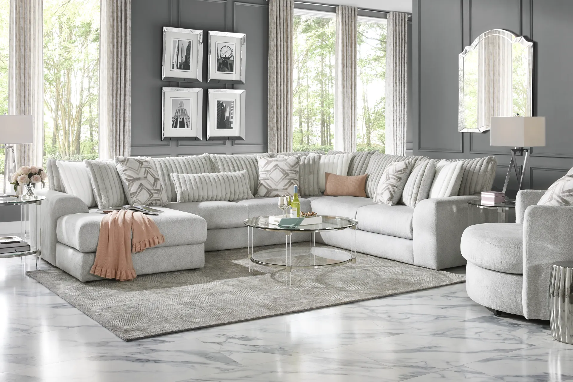 Moreau Street Gray 3 Pc Sectional - Image 1