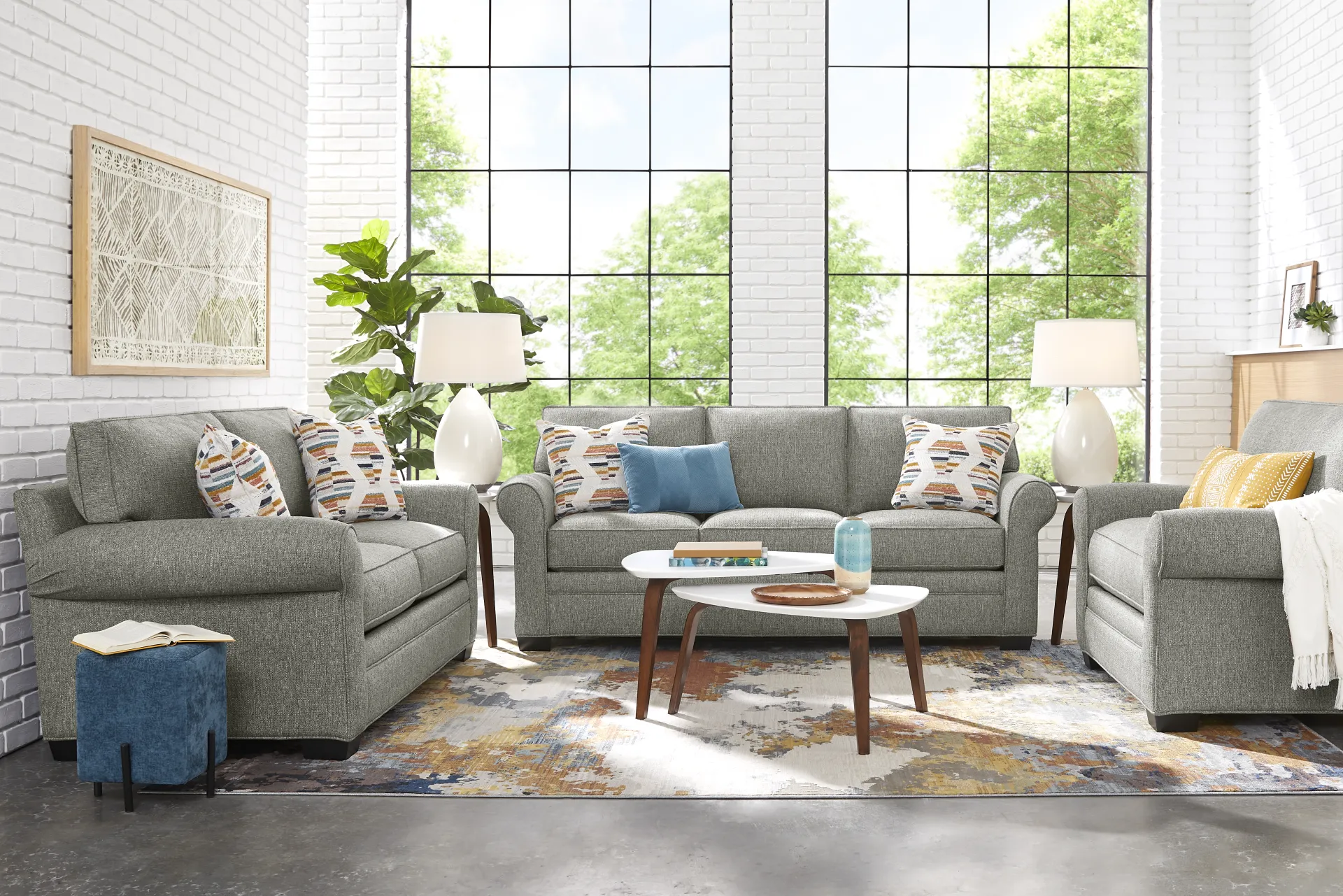 Bellingham Gray Textured Loveseat - Image 1