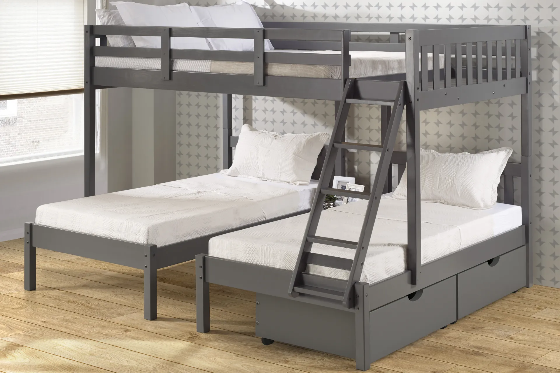 Kids Courville Gray Full/Double Twin Bunk Bed - Image 2