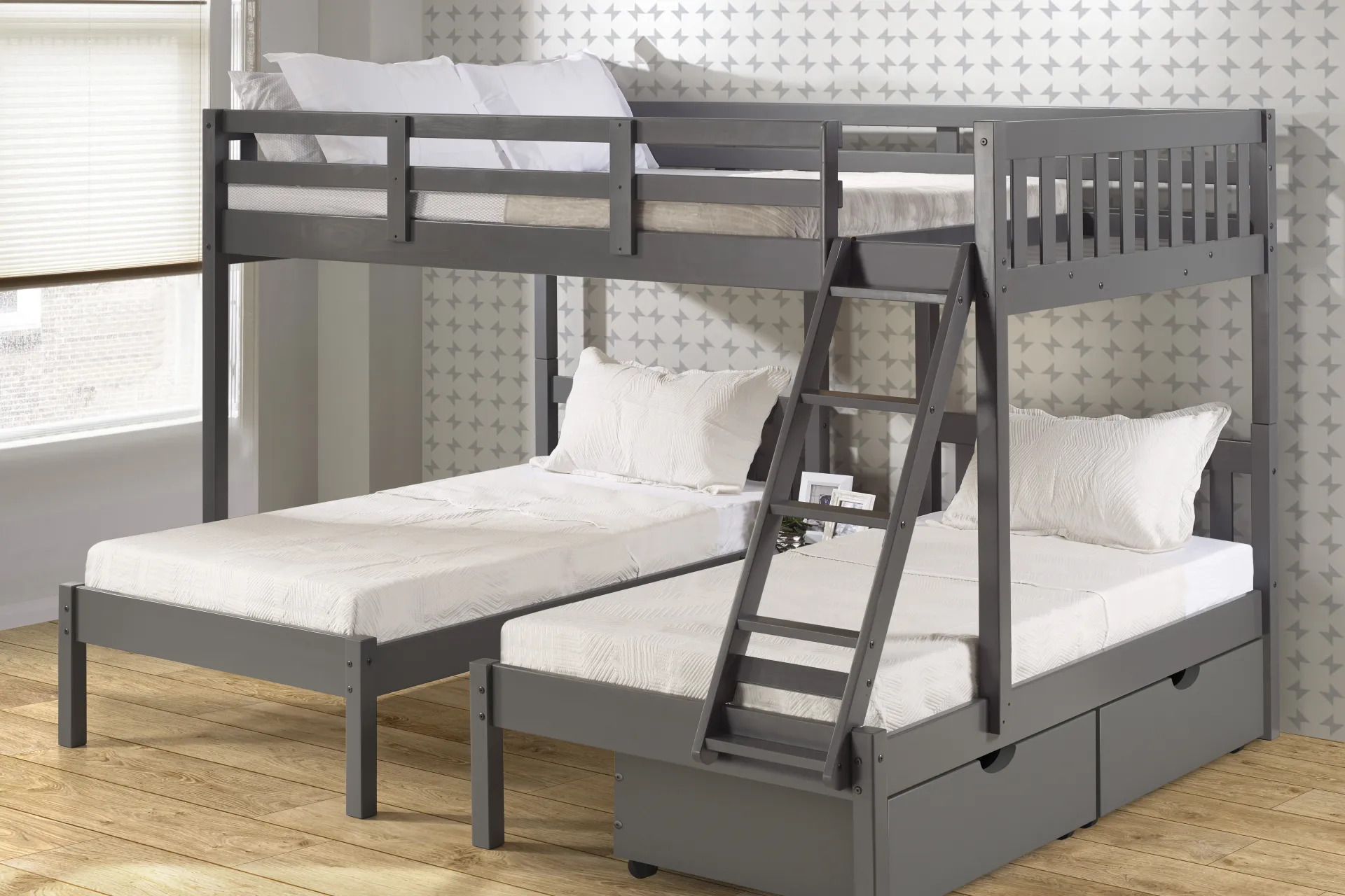 Kids Courville Gray Full/Double Twin Bunk Bed - Image 2