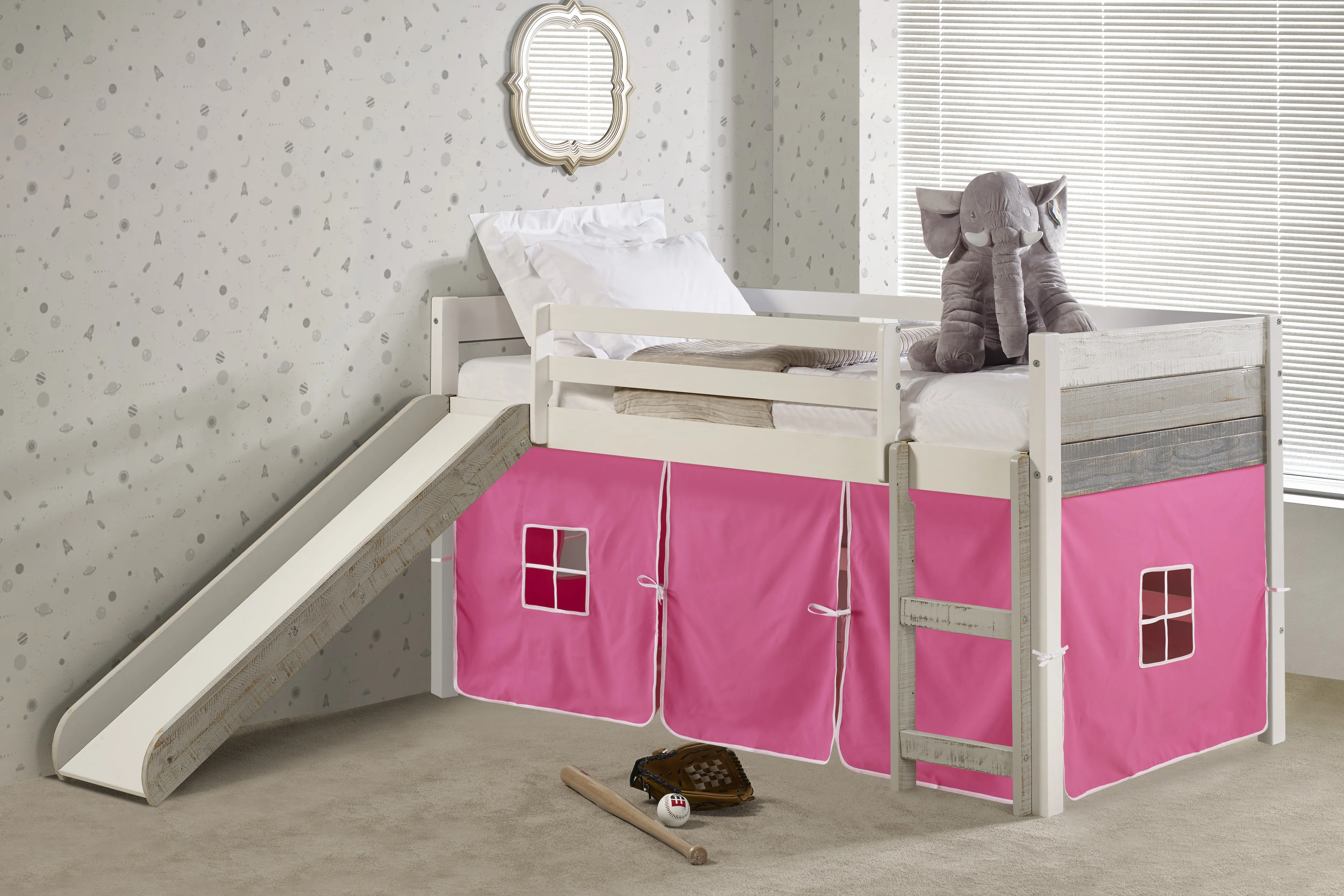 Kids Debuel Pink Twin Tent Loft Bed - Thumbnail - Image 2