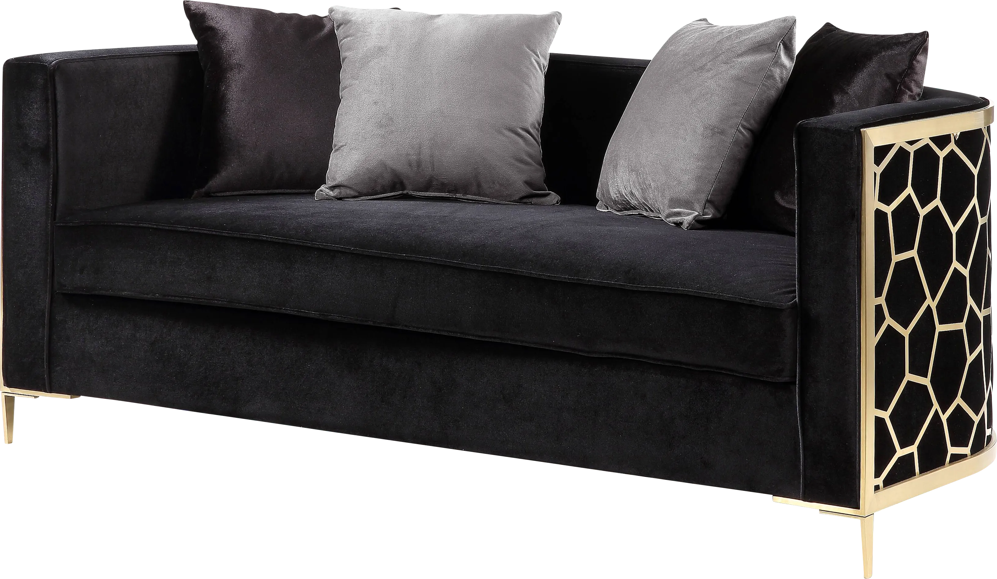 Buellton Black Loveseat with Four Pillows - Thumbnail - Image 1