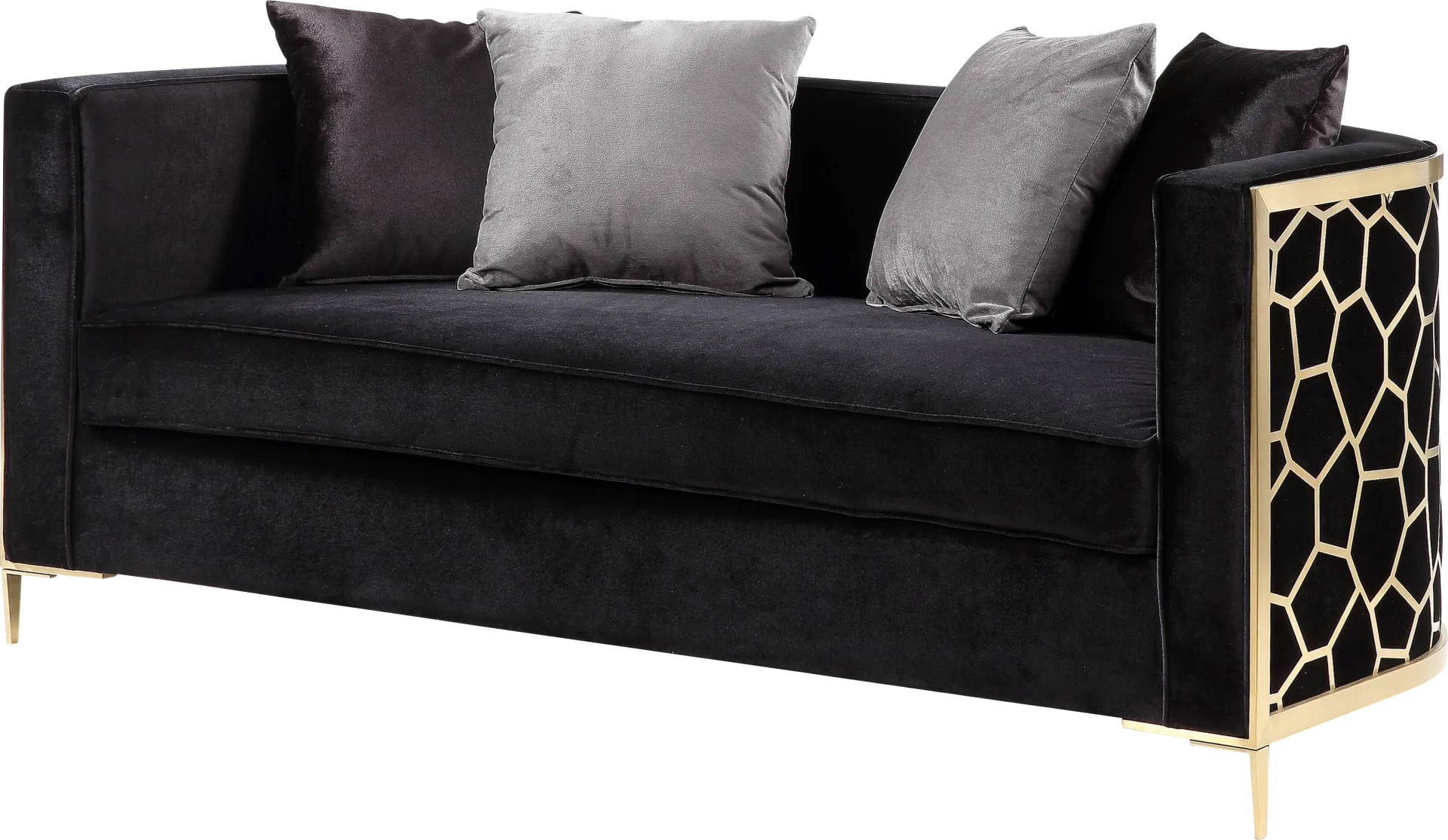 Buellton Black Loveseat with Four Pillows - Image 1