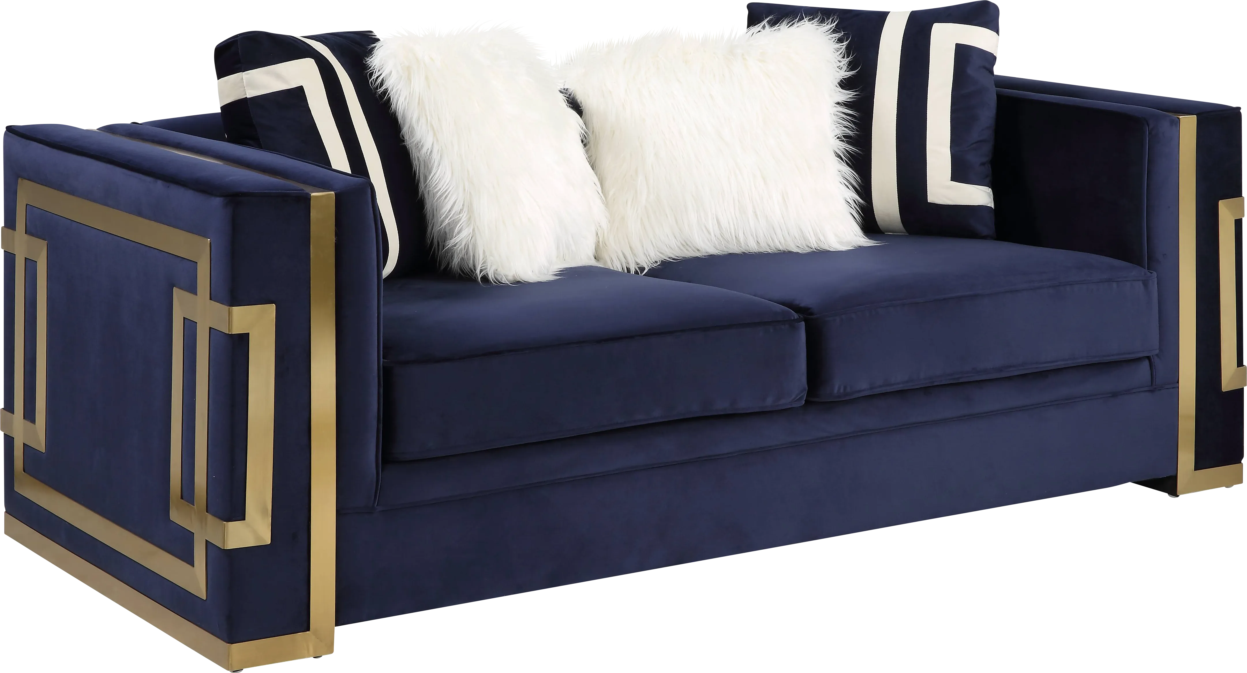 Catowba Blue Loveseat with Four Pillows - Thumbnail - Image 1