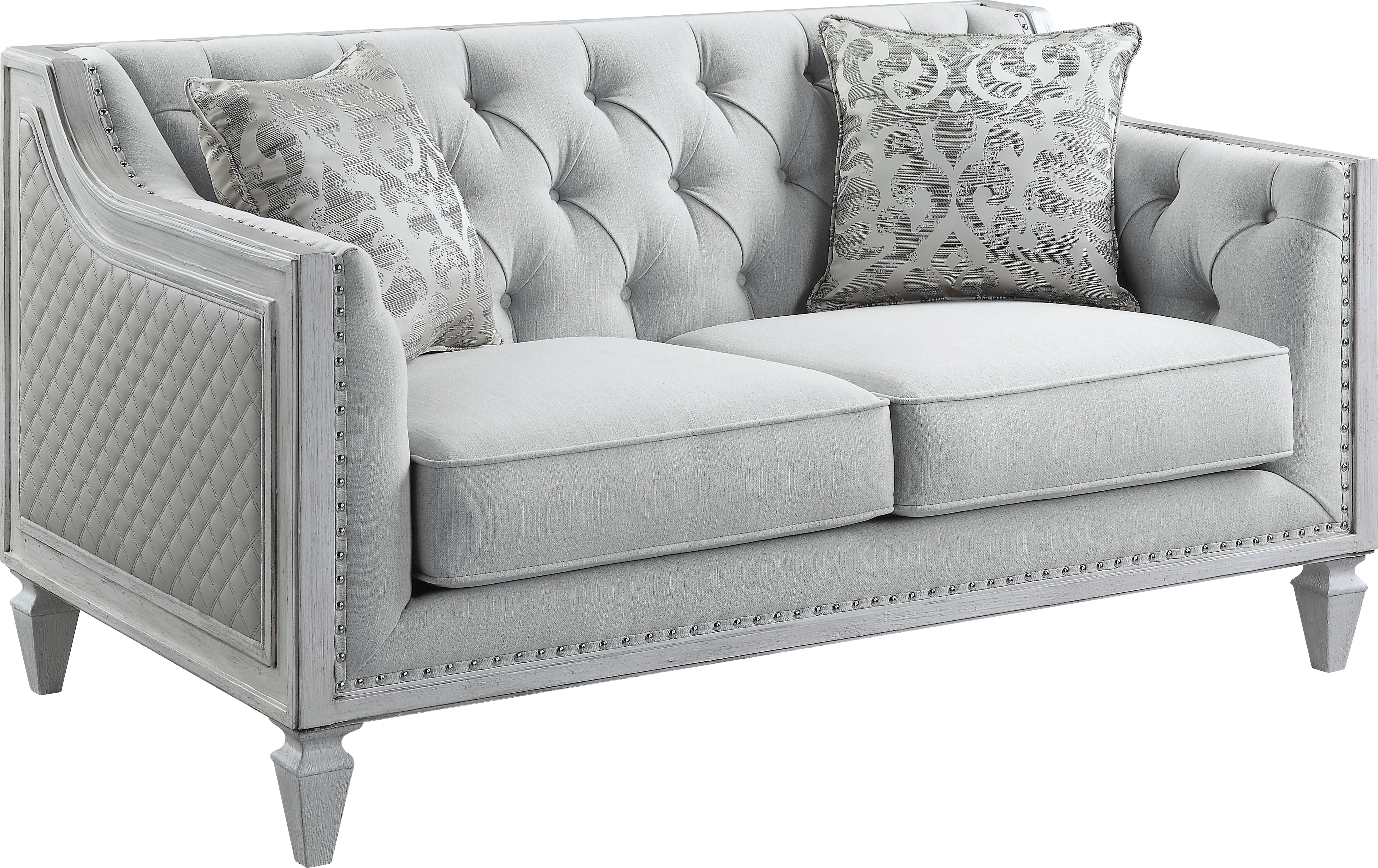 Blinn Light Gray Loveseat with Two Pillows - Thumbnail - Image 1