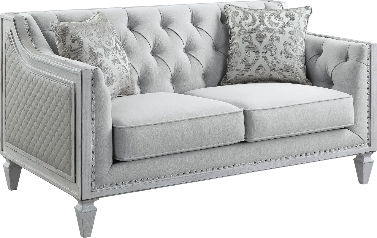 Blinn Light Gray Loveseat with Two Pillows