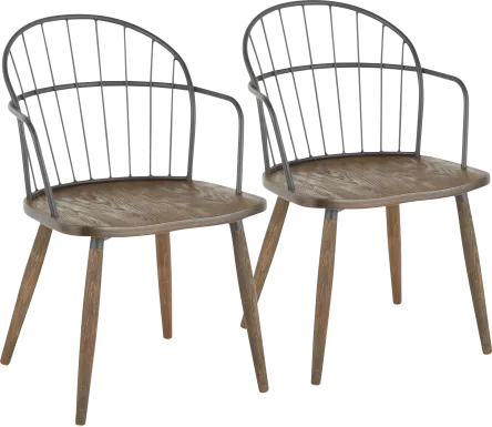 Steffek Brown Arm Chair, Set of 2