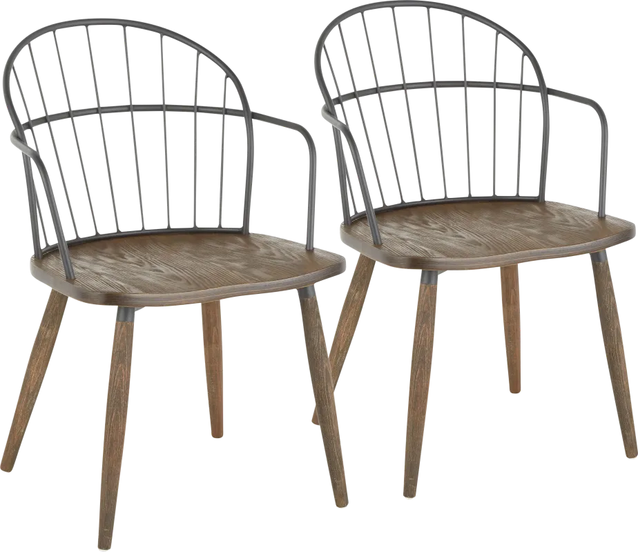 Steffek Brown Arm Chair, Set of 2