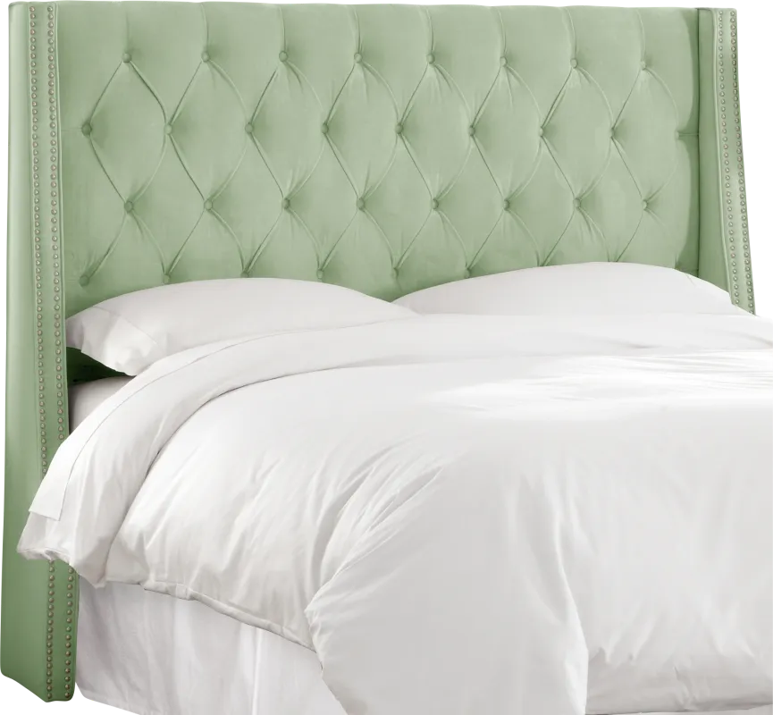 Garonne Green Queen Upholstered Headboard