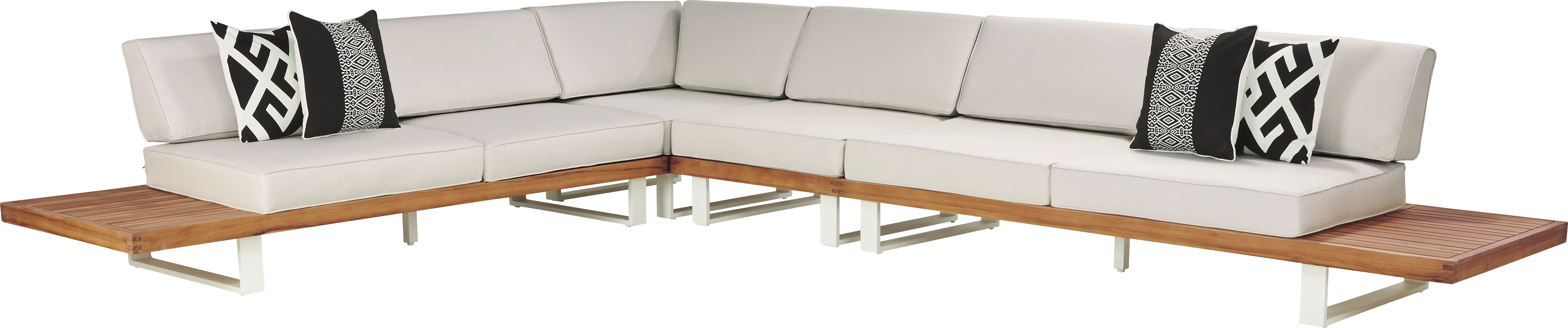 Platform Teak 4 Pc Outdoor Sectional with Sand Cushions - Thumbnail - Image 1