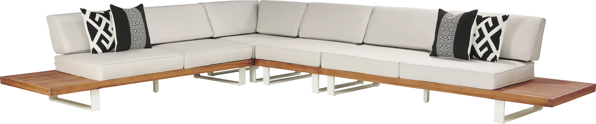 Platform Teak 4 Pc Outdoor Sectional with Sand Cushions - Image 1