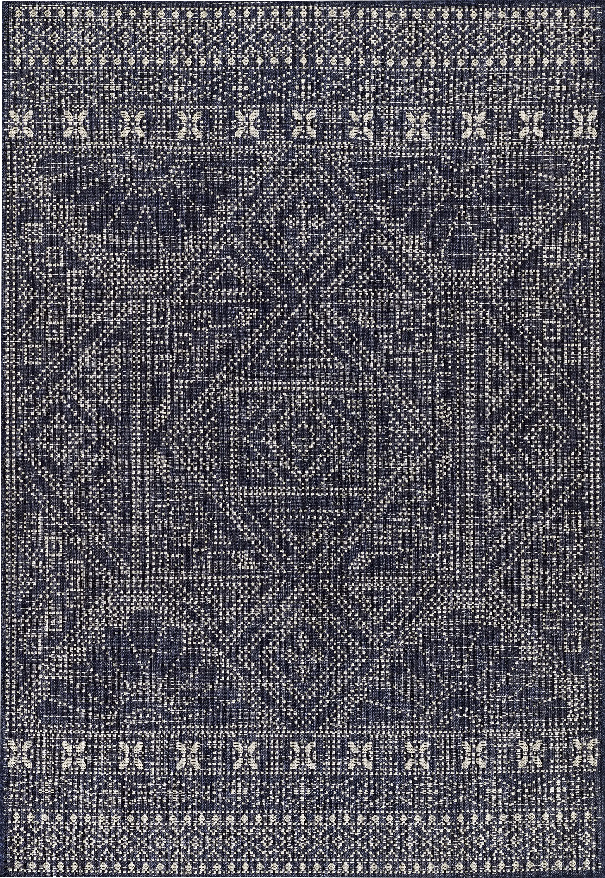 Saint Albany Navy 5'3 x 7' Indoor/Outdoor Rug - Thumbnail - Image 1