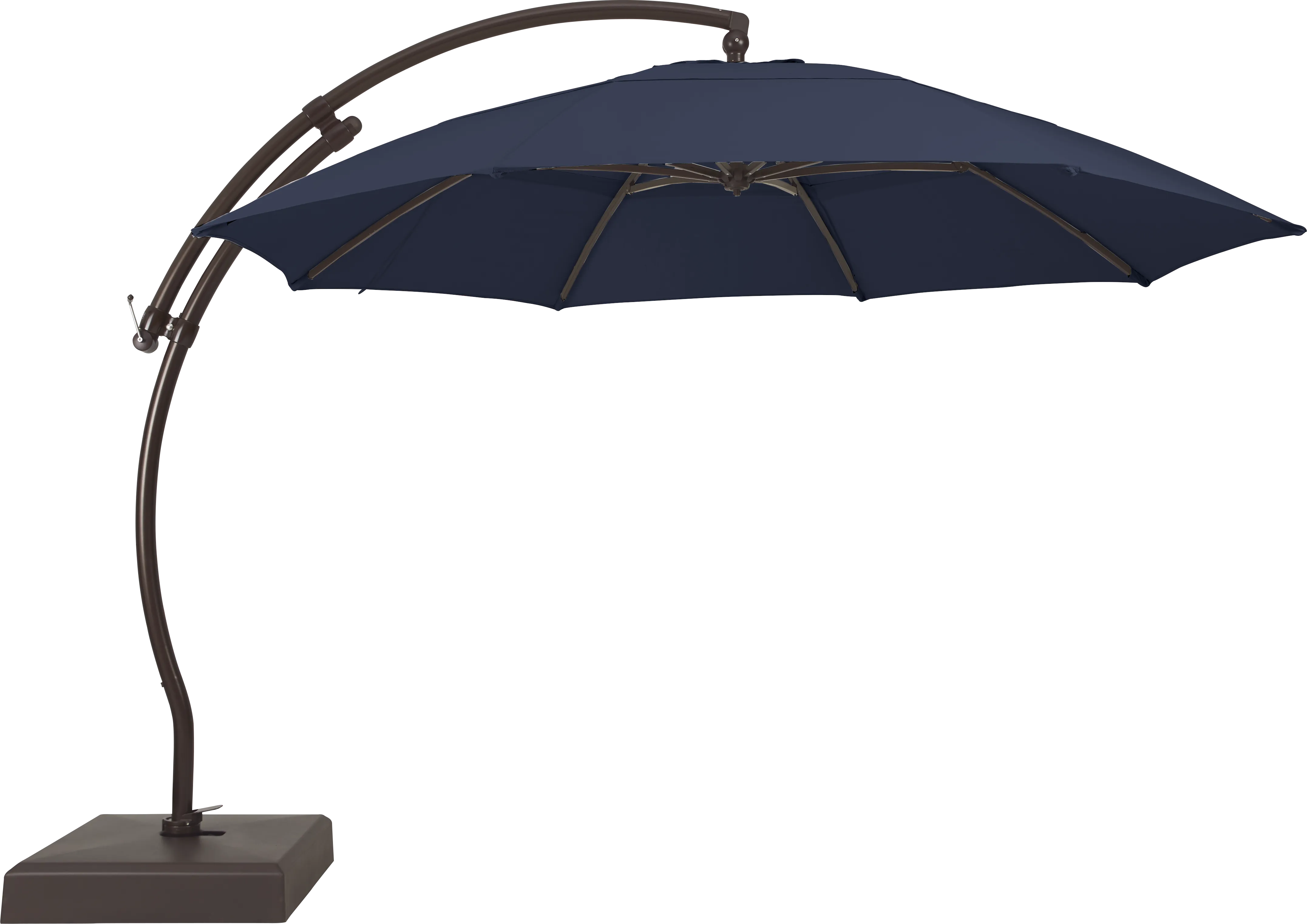 La Mesa Cove 13' Navy Outdoor Curve Cantilever Umbrella with Base and Stand - Thumbnail - Image 1