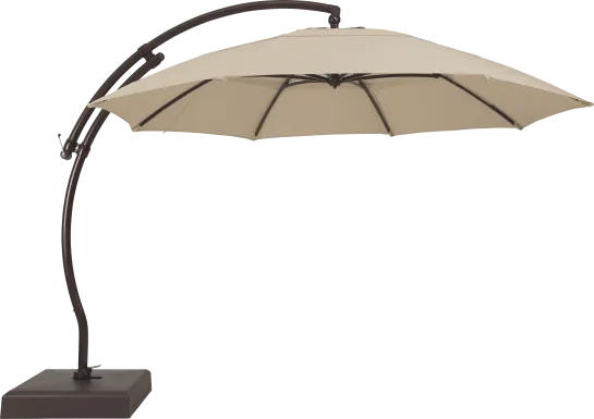 La Mesa Cove 13' Flax Outdoor Curve Cantilever Umbrella with Base and Stand