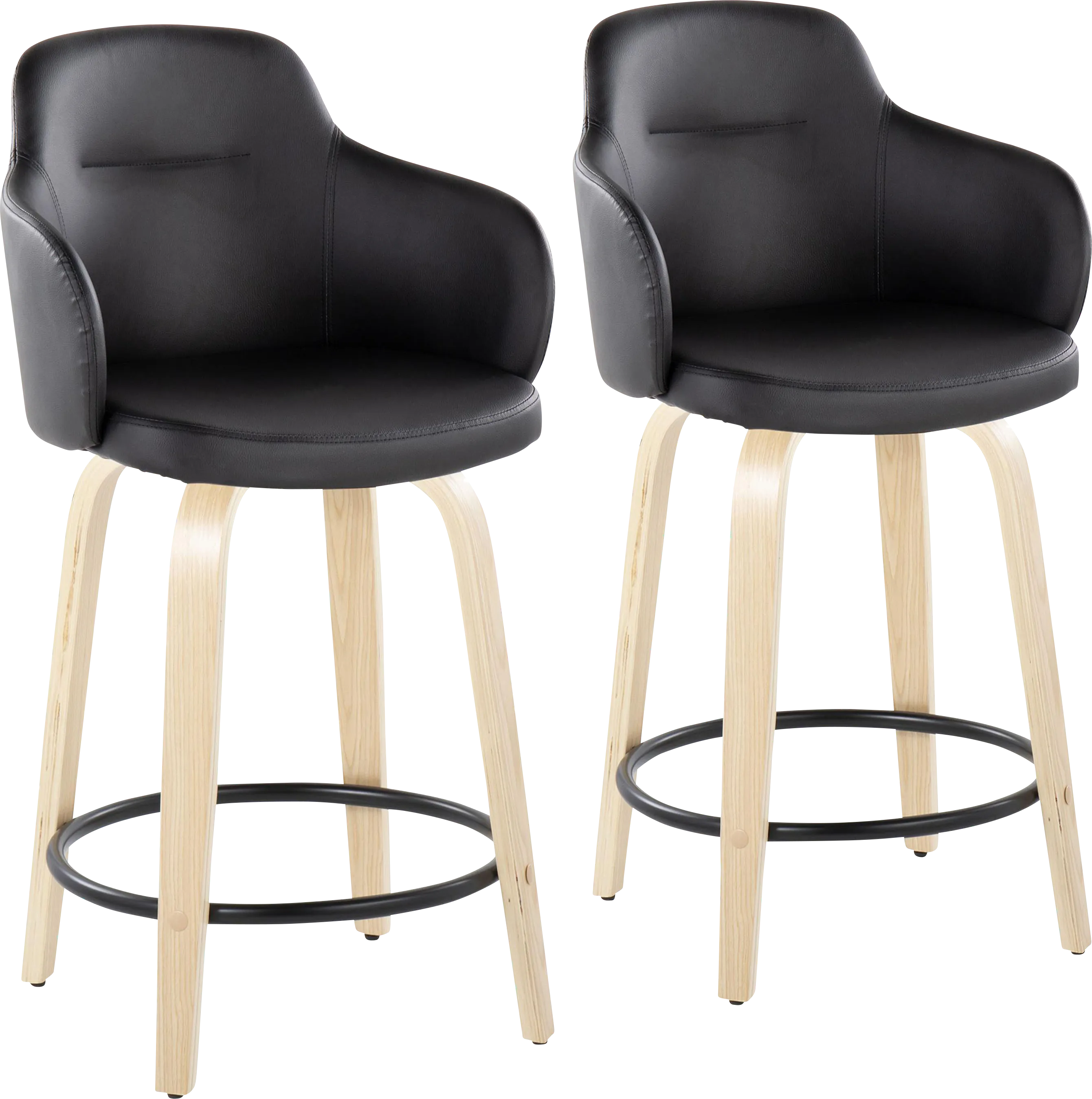 Siebarth II Black Counter Height Stool, Set of 2