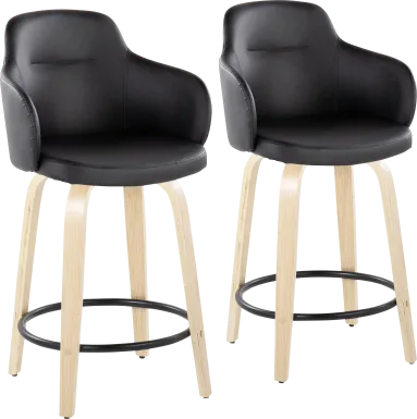 Siebarth II Black Counter Height Stool, Set of 2