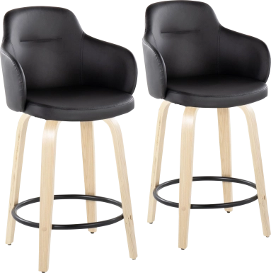 Siebarth II Black Counter Height Stool, Set of 2