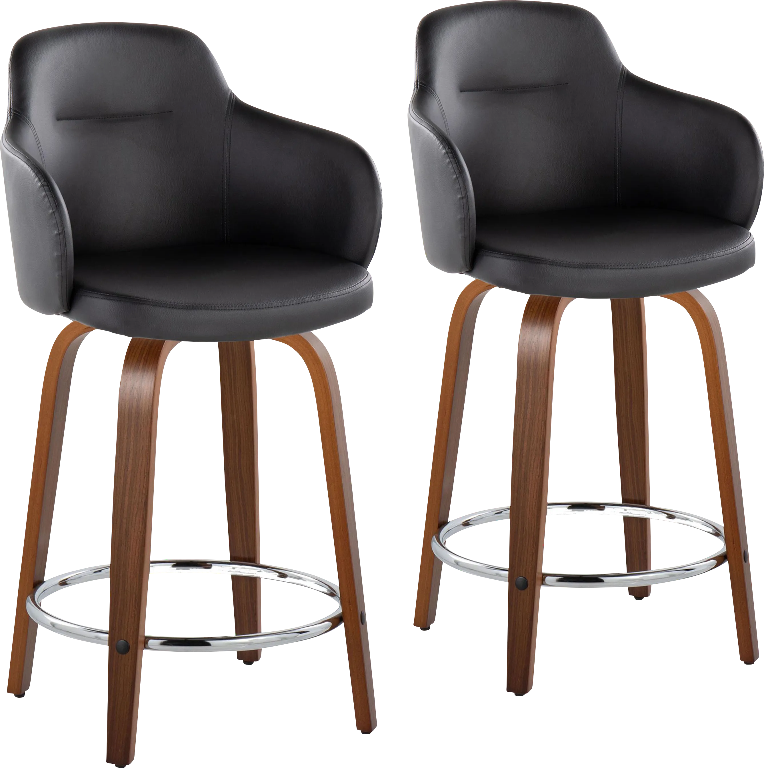 Siebarth VIII Black Counter Height Stool, Set of 2 - Thumbnail - Image 1