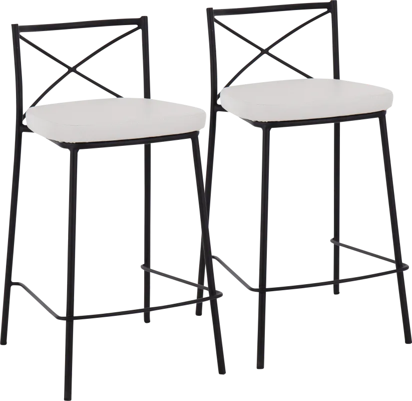 Prienwood White Counter Height Stool, Set of 2