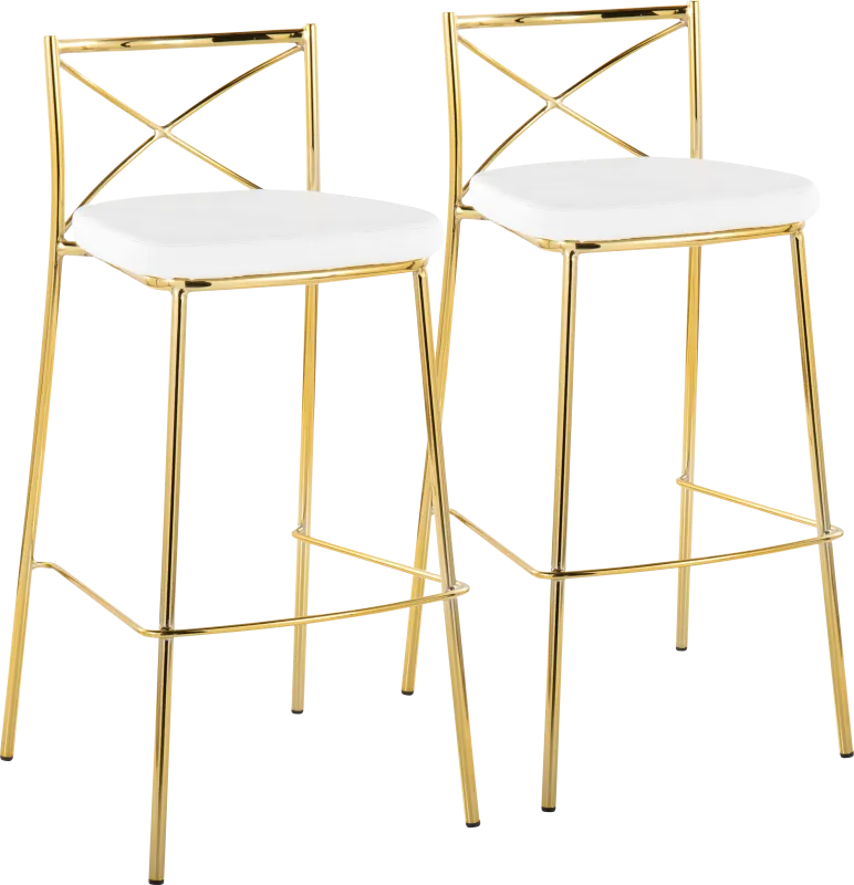 Prienwood White Barstool, Set of 2