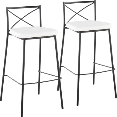 Prienwood White Barstool, Set of 2