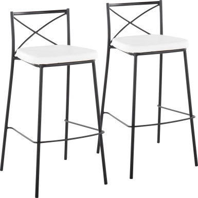 Prienwood White Barstool, Set of 2