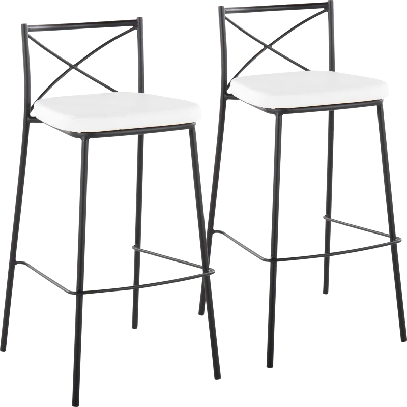 Prienwood White Barstool, Set of 2