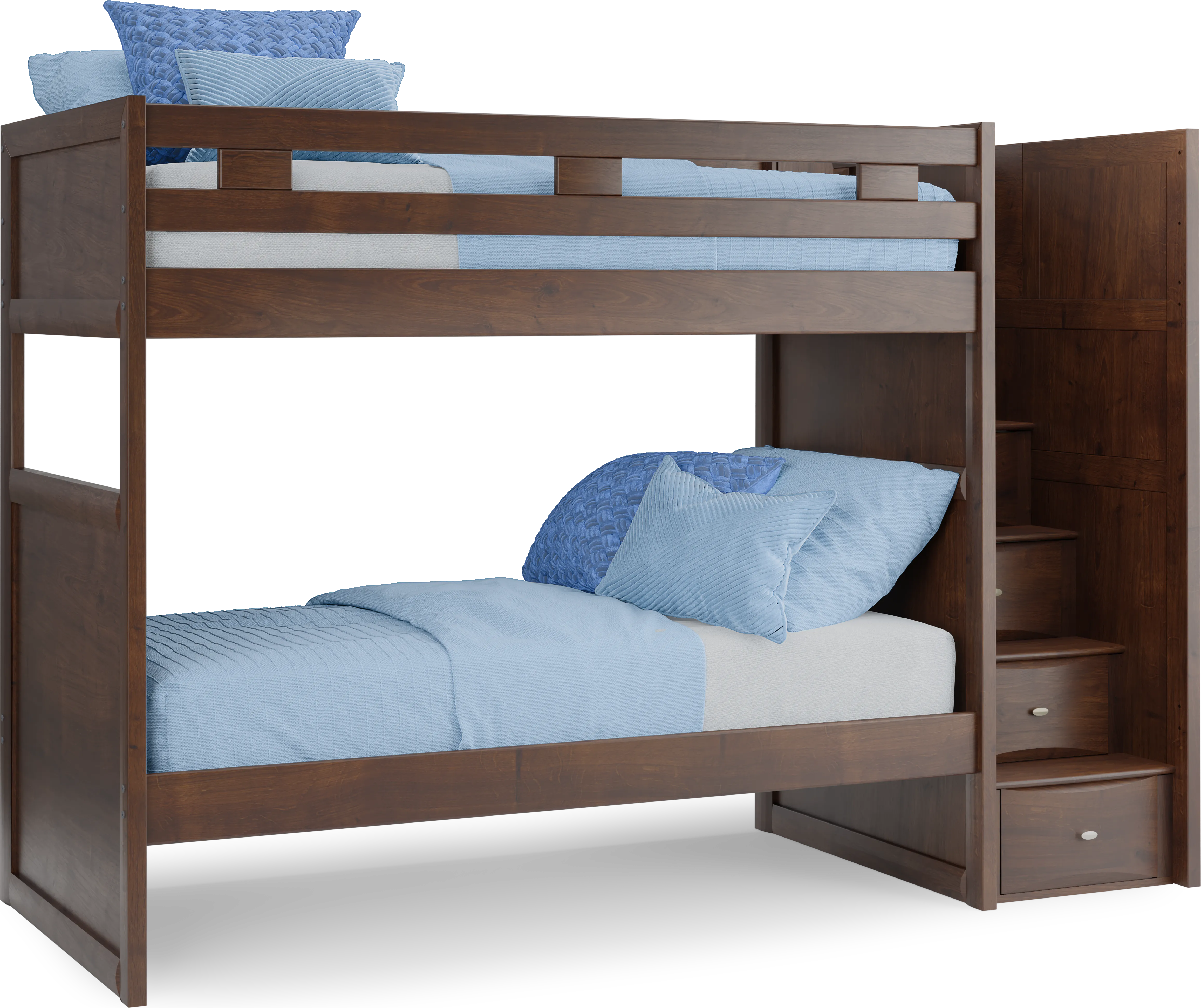 Ivy League 2.0 Walnut Twin/Twin Step Bunk Bed - Thumbnail - Image 1