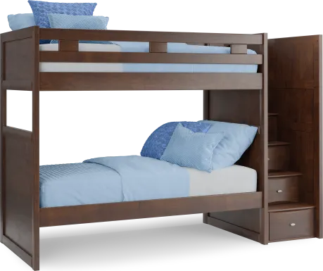 Ivy League 2.0 Walnut Twin/Twin Step Bunk Bed