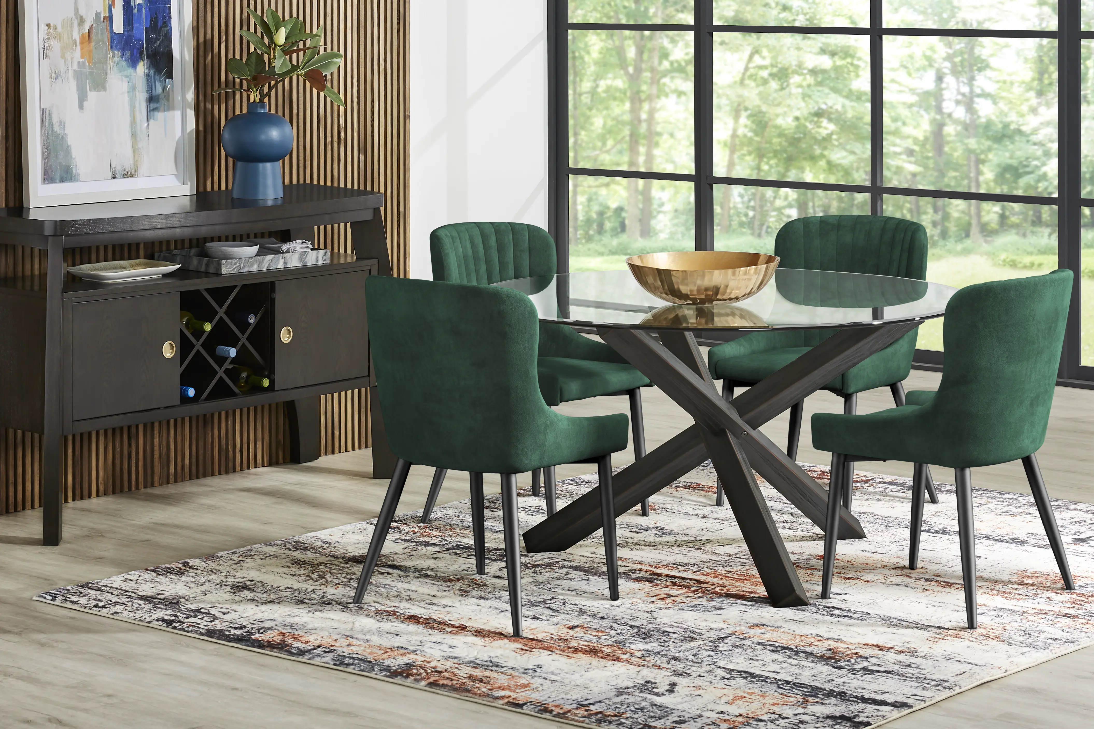 Hollybrooke 5 Pc Black Black,Colors Emerald Green Dining Room Set