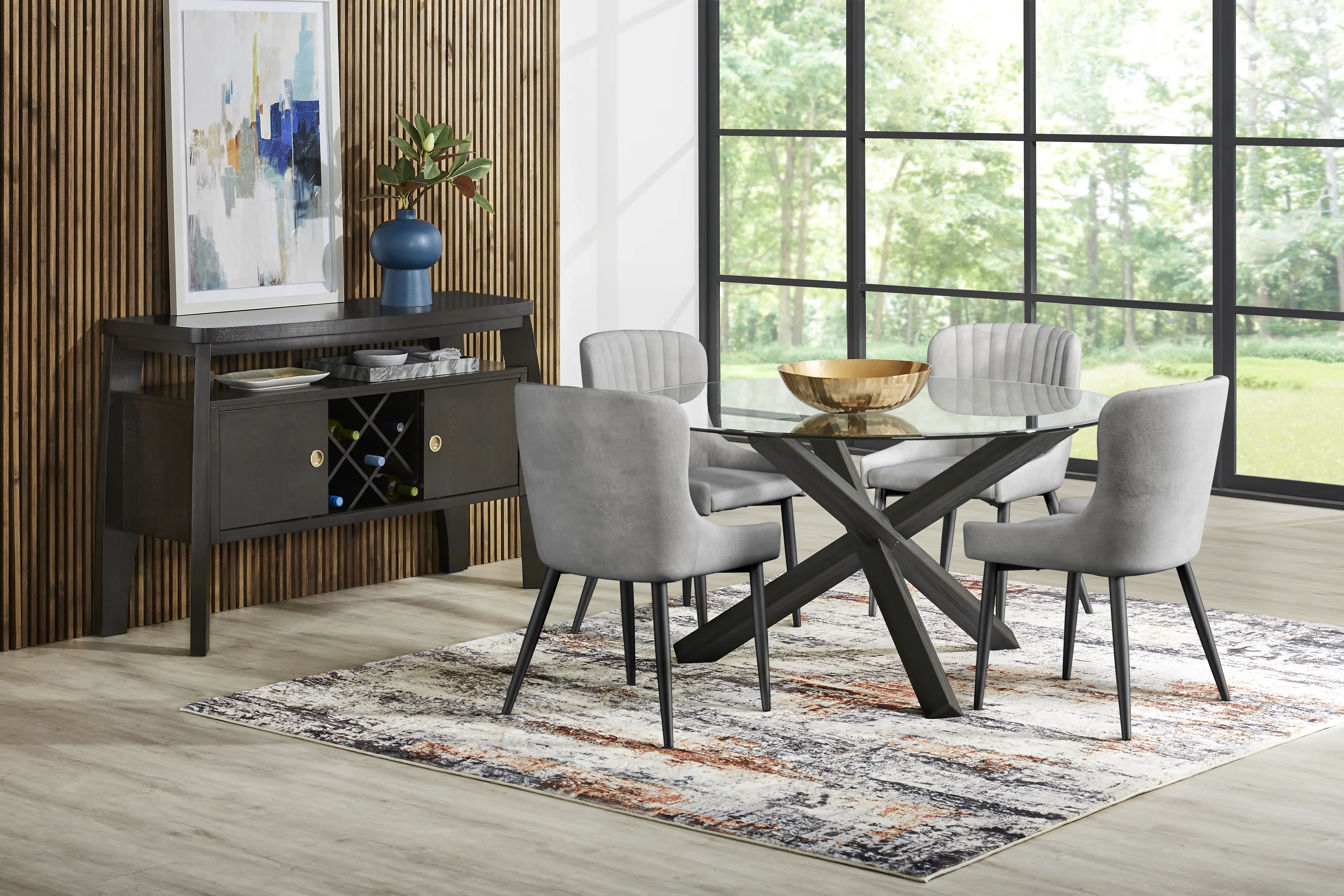 Hollybrooke Black 5 Pc Round Dining Room with Gray Chairs - Thumbnail - Image 1