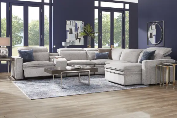 Salvator Street Gray 6 Pc Dual Power Reclining Sectional