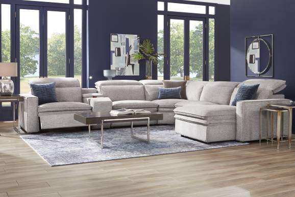 Salvator Street Gray 6 Pc Dual Power Reclining Sectional