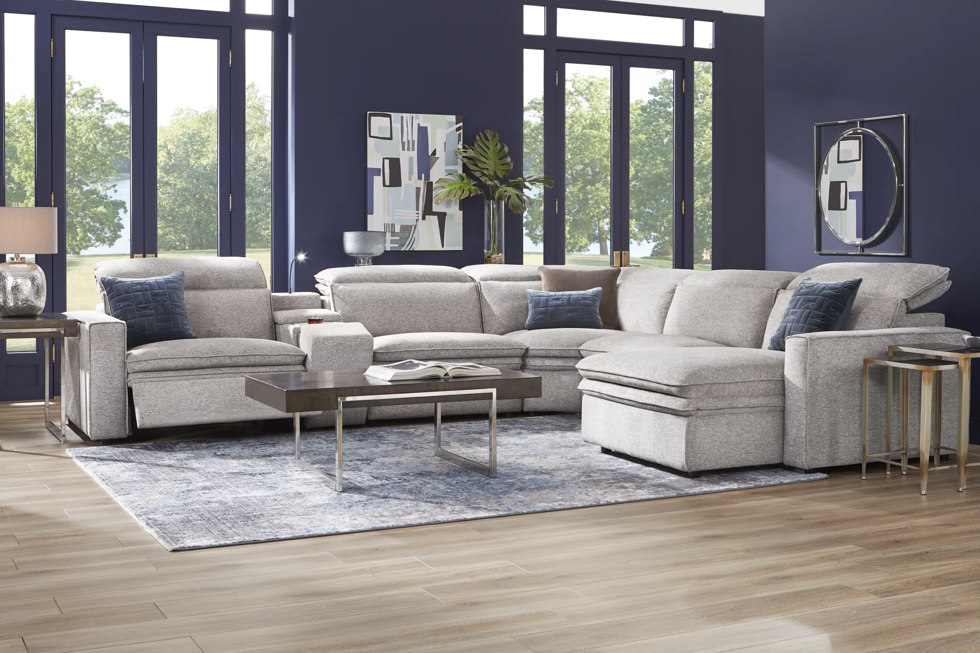Salvator Street Gray 6 Pc Dual Power Reclining Sectional - Image 1